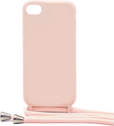 Casyx, Hoesje geschikt voor Apple iPhone SE 2022/SE/8/7/6S/6 - Siliconen met Verstelbaar Koord, Roze