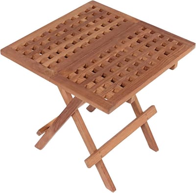 Bijzettafel Vierkant - Tuinmeubeltafel - Buiten Zitten - Inklapbaar - 50 x 50 x 51 cm - Bruin