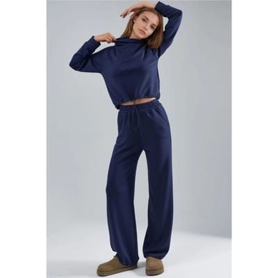 Modal Touch Half Turtleneck Blouse & Elastische Taille Broek