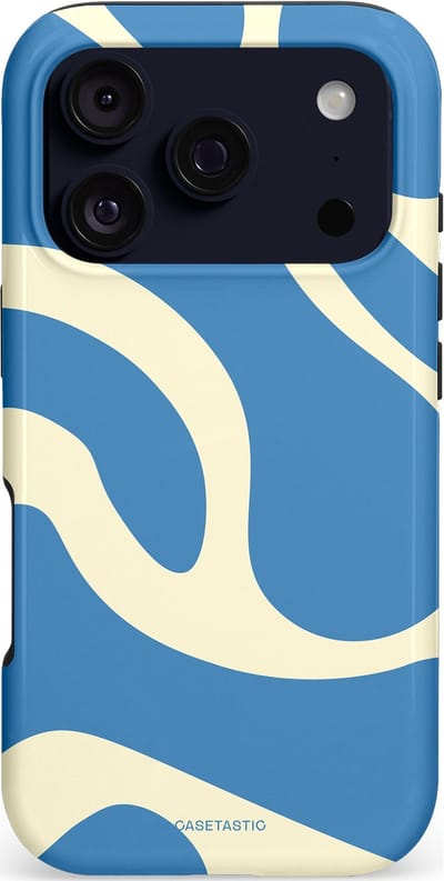 Casetastic hoesje geschikt voor Apple iPhone 17 Pro - MagSafe - Dubbellaagse bescherming - Lichtblauwe water vlekken - Fashion Case - Lavendel Crème Lichtblauw