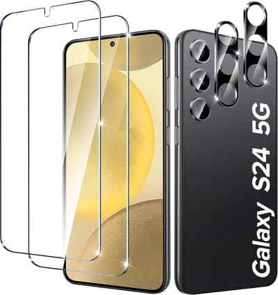 Screenprotector Geschikt voor Samsung S24 Screen Protector en Camera lens protector / Tempered glass Screen protector voor Samsung S24 - Beschermglas - Glasplaatje - 2+2 stuks