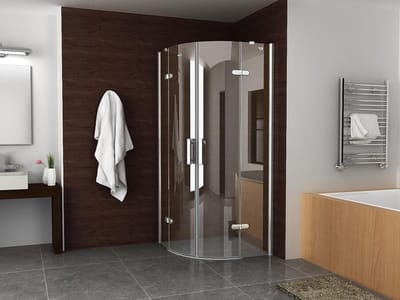 Wiesbaden Double cabine kwartrond met 2 draaideuren 900 x 900 x 2000 x 8 mm nano helder glas/chroom