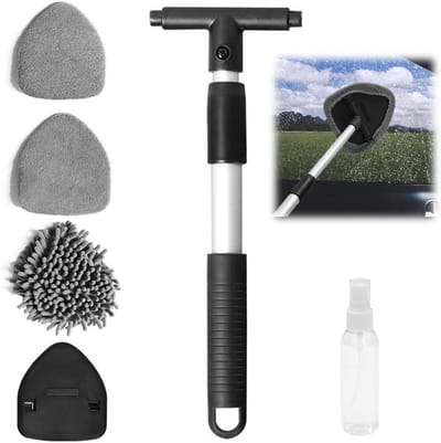 Microvezelpads - Reinigingsdoekjes - Auto Ramen Wassen - Uittrekbare Handgreep - 5 Stuks - Blauw