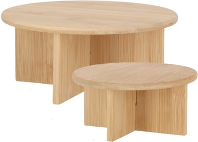 Esschert Design plantenpot verhogen tafeltjes set 2x stuks - van bamboe - D25 x H11/D18 x H8 cm