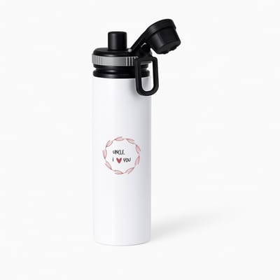 Hacebo® - uncle I love you waterfles met draaidop grijs - Oom - de liefste oom - verjaardagscadeau - verjaardag - cadeau - cadeautje voor oom - oom artikelen - kado - geschenk - gift - water fles - 850ML