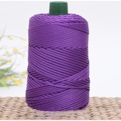 Fil à crocheter d'été, corde à glace, fil de 3 mm pour tricot à la main, sac, chapeaux de soleil, chaussures, tissé, bricolage, coussin en soie, épaisseur moyenne, environ 200 m violet foncé