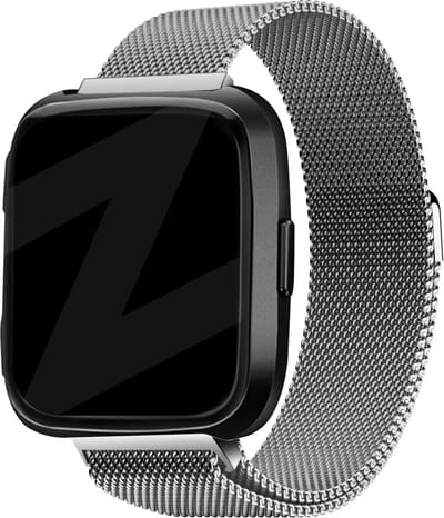 Bandz Milanese loop band geschikt voor Fitbit Versa / Versa 2 - Hoogwaardig gevlochten stalen materiaal smartwatchbandje - Milanees bandje met magneetsluiting - zilver gevlochten stalen bandje