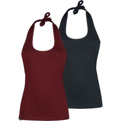 R.E.D. by EMP Halternecks - Doppelpack Neckholder Tops - M tot 4XL - voor Vrouwen - zwart-bordeaux