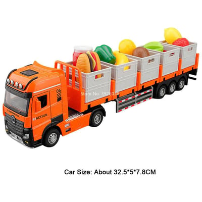 1:32 Legering Trailer Transport Voertuig Auto's Diecast Modellen Speelgoed Met Licht Geluid Wiel Pull Back Miniatuur Auto Kinderen Verjaardagscadeaus