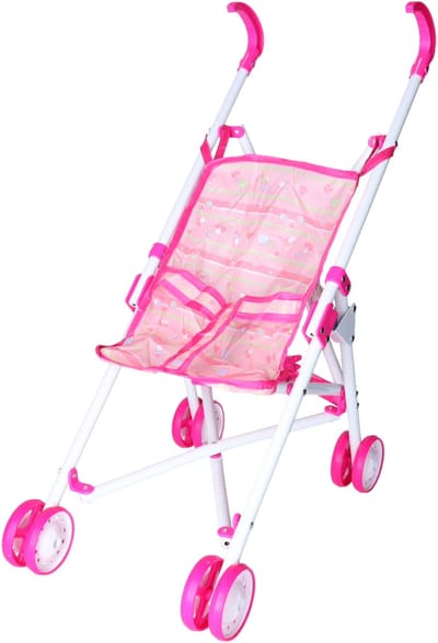 Speelgoed Poppenwagen Roze 35x25x55cm - Poppenbuggy - Poppen Accessoires