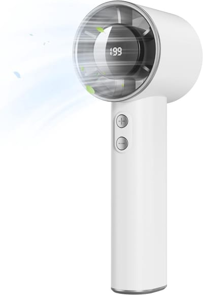 Draagbare Handventilator met USB-oplaadfunctie - 3000 mAh Accu - 1 tot 199 Ventilatiesnelheden - Tot 13 uur Gebruikstijd - Compacte Tafelventilator voor Reizen Kantoor en Wandelen - Met LED-display - Draadloos Ontwerp
