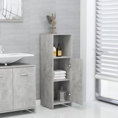 vidaXL - Badkamerkast - 30x30x95 - cm - bewerkt - hout - betongrijs