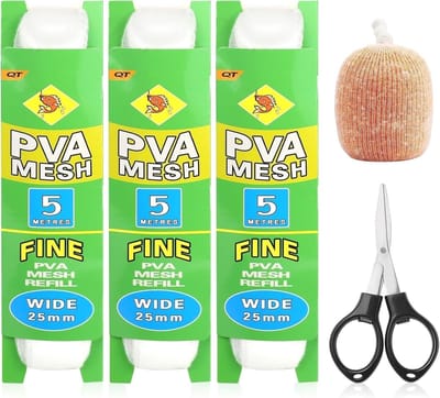 3-delige set van 5m PVA oplosbare karpertassen met scharen - Vissen met mesh accessoires, snelzakken en voedernetten voor een succesvolle viservaring