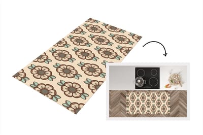 Keukenloper - Loper keuken - Retro - Bloemen - Design - 120x60 cm - Keukenloper vinyl