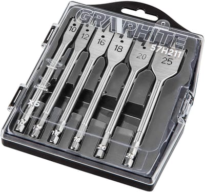 GRAPHITE Serie - Houten Spadeboren Set - 6 stuks - 10-25mm - Quick Change