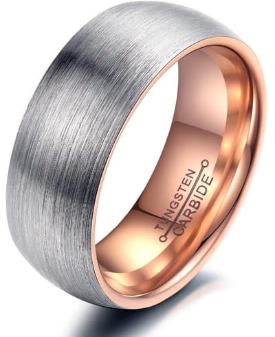 Wolfraam Ring Heren Goud kleurig met Geborsteld Staal - Tungsten Ring - Zeer Zwaar - Ringen Mannen - Papa Cadeau Voor Mannen - Vaderdag