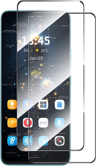 ENKAY Screen Protector - Geschikt voor Motorola Moto G15 / G17 (Power) Screen Protector - ENKAY Full-Cover 9H Tempered Glass Duo-Pack - Zwart