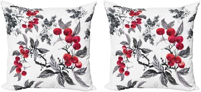 ABAKUHAUS lijsterbes kussenhoesenset – dubbelzijdig bedrukt – 40 × 40 cm – robijn-grijs-zwart