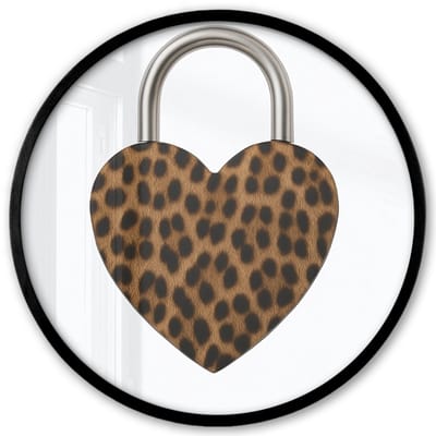 Poster in lijst Rond - Fotolijst 40x40 cm - Posters - Slot - Hartvormig - Bruin - Panterprint - Ronde posterlijst zwart - Decoratie - Wanddecoratie woonkamer - Muurdecoratie slaapkamer