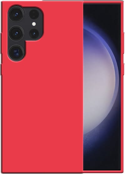 Smartphonica Siliconen hoesje voor Samsung Galaxy S23 Ultra case met zachte binnenkant - Rood geschikt voor Samsung Galaxy S23 Ultra