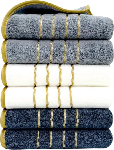 Livano Handdoeken Set - Hotelkwaliteit - Handdoek - Towel - Donkergrijs & Lichtgrijs & Wit - 6 Stuks