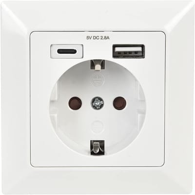 Aardingscontactdoos - Stopcontact met USB - Apparaten Laden - Ingebouwde USB-oplader