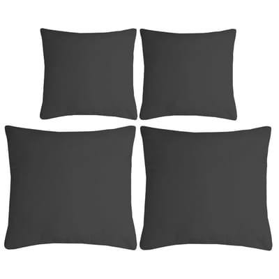 Stof Textile sierkussen Nelson - set 4x - donkergrijs - 2 formaten - bank kussens - polyester