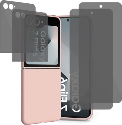 Hoesje + 2x Privé Screenprotector geschikt voor Samsung Galaxy Z Flip 6 / Flip 7 FE – Privacy Folie - Liquid Back Case Cover Rose