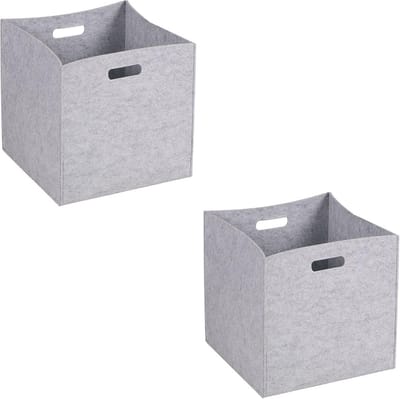 Mooie Vouwbox - Praktische Opbergdoos van Vilt, Set van 2 - Grijze Stoffen Dozen