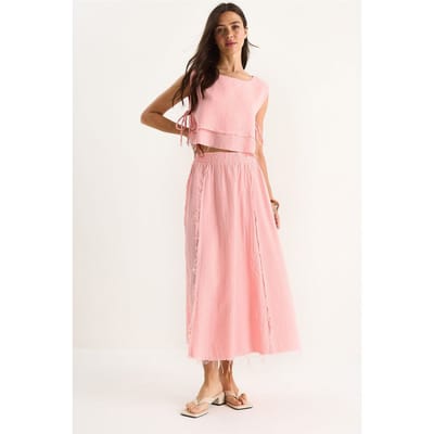 Textuur Blouse & Rok Muslin Stof Twee-Delige Set