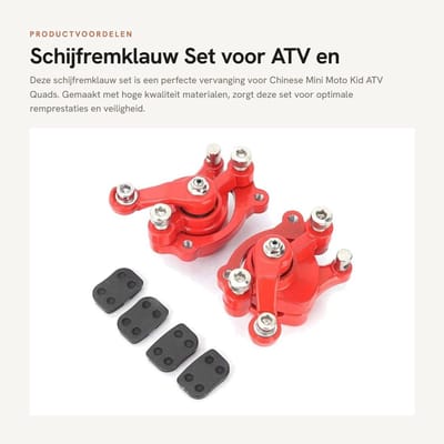 Dailygoods- Schijfremklauw ATV-accessoire - Schijfremblok set - Vervanging voor Chinese Mini Moto Kid ATV Quad - Hoge temperatuur stabiliteit - Lage slijtage - Remklauw