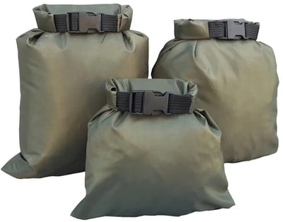 BukkitBow - Drybag Set (3 Stuks) - Waterdichte Opbergtassen voor Outdoor & Survival - Cordura Siliconen Stof - 1,5L / 2,5L / 3,5L - Groen