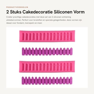 Dailygoods- Uitsteekvorm 2 Stuks - Siliconen Bakvorm - Taartdecoratie - Fondant/Marsepein - Smaakneutraal - Robuust Materiaal