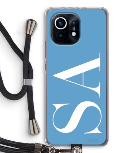 Gepersonaliseerd - Case Company® - Hoesje met koord geschikt voor Xiaomi Mi 11 hoesje met Koord - Monogram N°2 - Telefoonhoesje met Zwart Koord - Bescherming aan alle Kanten en Over de Schermrand