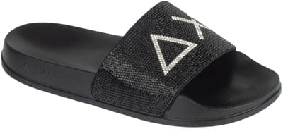 SUN68 Slippers Strass Logo, Vrouwen, Zwart, Slippers, maat: 39