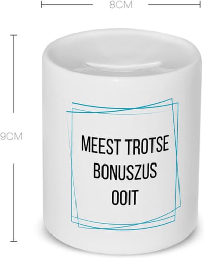 Akyol - meest trotse bonuszus ooit Spaarpot - Zus - trotse bonuszus - verjaardagscadeau - verjaardag - cadeau - cadeautje voor zus - zus artikelen - kado - geschenk - gift - 350 ML inhoud