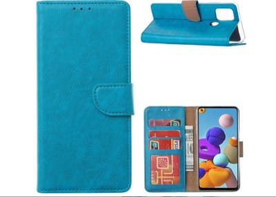 LuxeBass Hoesje geschikt voor Samsung Galaxy A21S - Bookcase Turquoise - portemonnee hoesje - telefoonhoes - gsm hoes - telefoonhoesjes
