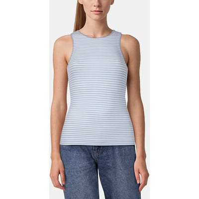 Rich & Royal Organic Rib Top Striped Cotton Blue Size: XS | Tanks &amp; Camis Outlet | Dames | Blauw