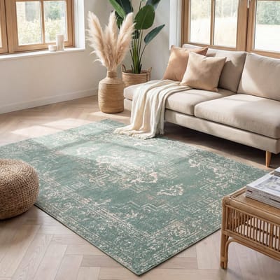 Fraai Vintage vloerkleed - Spring Ethnic Groen/Creme - 140x200cm