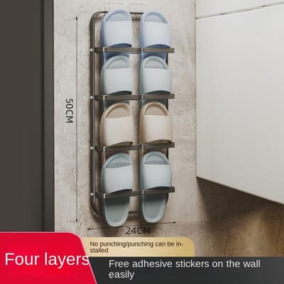 Badkamerslipperrek Wandmontage Schoenorganisator Opbergrek Toilet Hangende Houder Balkon Droogrek Badkameraccessoires gray