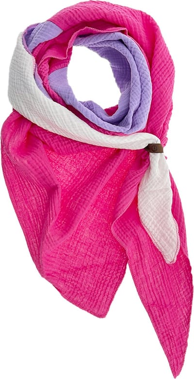 LOT83 Sjaal Yara - Vegan leren sluiting - Omslagdoek - Ronde sjaal - Tricolore 5 - 1 Size fits all
