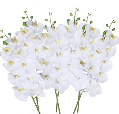 27 inch Kunstmatige Phalaenopsis Orchideeën - 6 Stuks Witte en Gele Bloemen voor Thuisdecoratie en Bruiloften