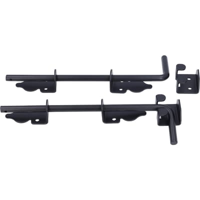 2 pièces Loquet de sol pour portail 12 pouces Métal Robuste Revêtement en poudre noir Loquet Tige de sol pour portail simple