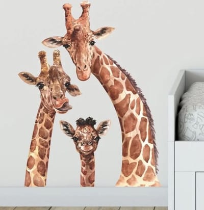 Muursticker - Raamsticker Giraf - Giraffen - Dierentuin - Muur Sticker / Raam sticker Keuken – Handgeschilderd | Kinderkamer - Jongens | Decor - Poster | Verwijderbaar – Zelfklevend plakfolie | DH collection