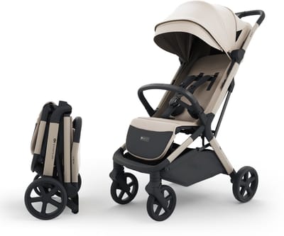 Kinderkraft NUBI 3 Buggy – Lichtgewicht & Automatisch Inklapbaar – Tot 27 kg – Verstelbare Rugleuning – Beige