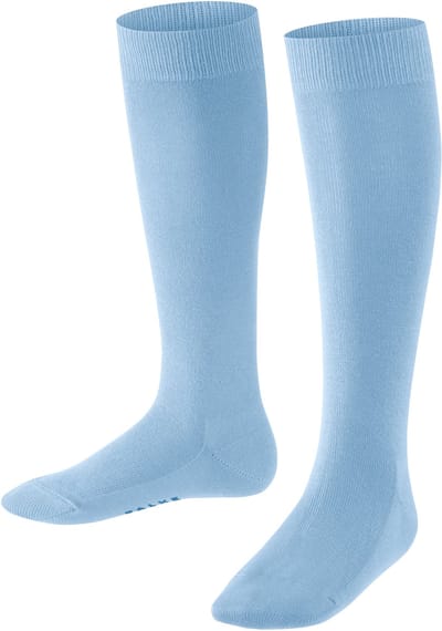FALKE Family lang eenkleurig katoen kniekousen kinderen blauw - maat 23-26