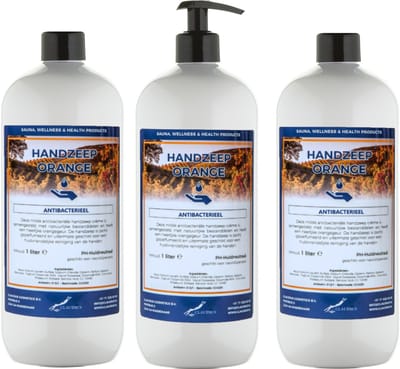 Handzeep Orange 1 liter - met gratis pomp - set van 3 stuks