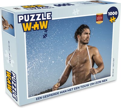 Puzzel Een gespierde man met een touw om zijn nek - Legpuzzel - Puzzel 1000 stukjes volwassenen