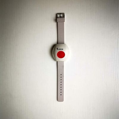 Polsband Paniekknop - Noodknop Alarm - Persoonlijke Veiligheid - Draadloze 433MHz Zendfrequentie - 60-100m Bereik - Donker Beige