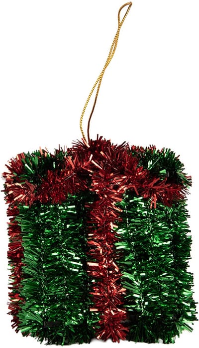 Clayre & Eef Kersthanger Cadeau 6x6x6 cm Groen Kunststof